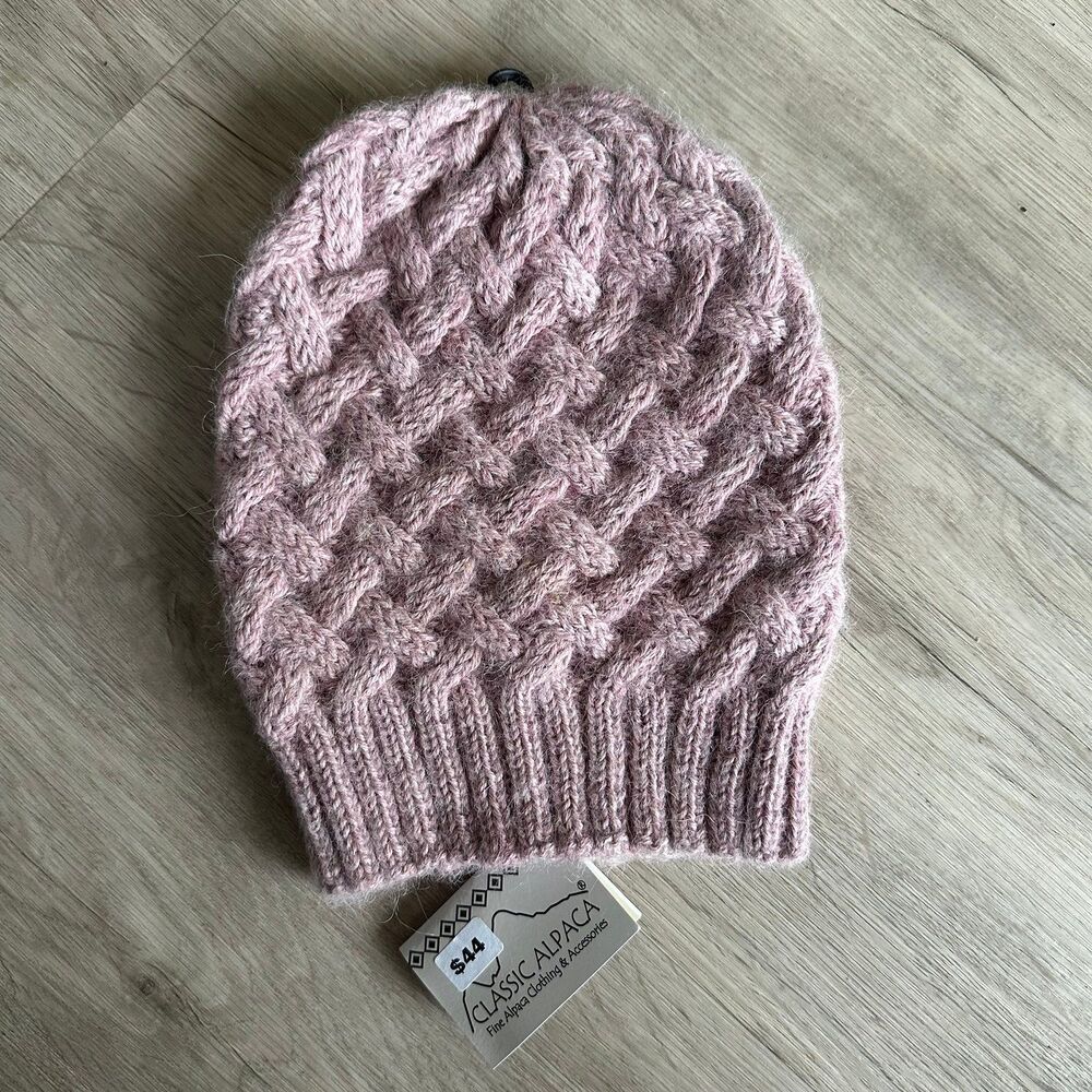 Shadow Cable Knit Beanie 100% Superfine Alpaca Nude Mlge NEW NWT Classic Alpaca